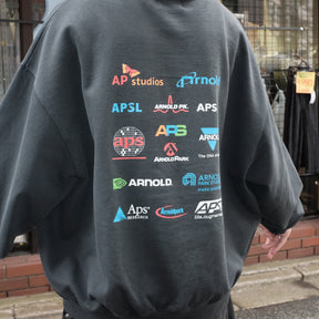 <span style="color: #f50b0b;">Last One</span> ARNOLD PARK STUDIOS / SEMICONDUCTOR MULTI LOGO HOODIE FADED BLACK