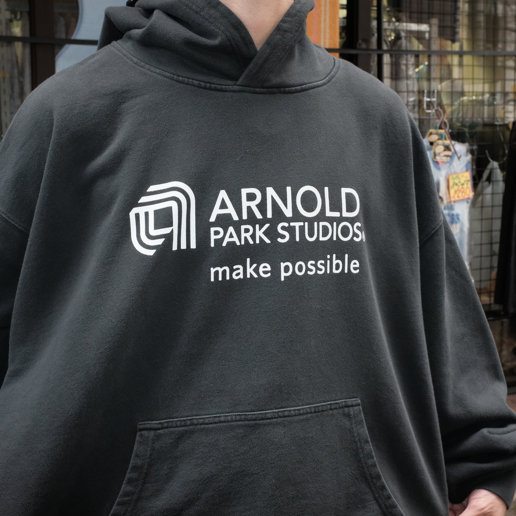 <span style="color: #f50b0b;">Last One</span> ARNOLD PARK STUDIOS / SEMICONDUCTOR MULTI LOGO HOODIE FADED BLACK