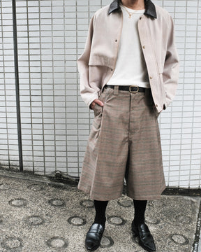 WHATEVERWORKS / RECONSTRUCTED BAGGY WORK SHORTS DS-PLAID