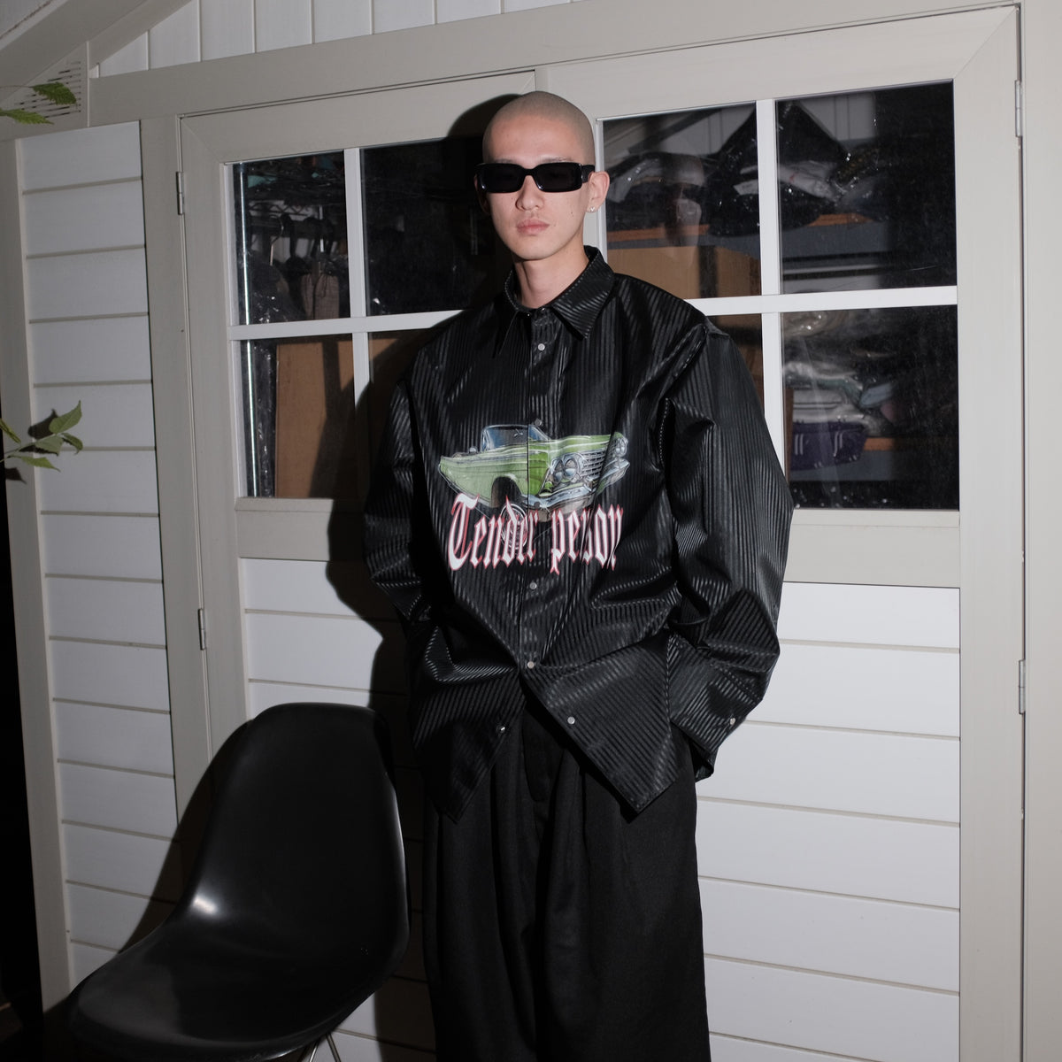 TENDER PERSON / LOWRIDER STRIPE SHIRT BLACK