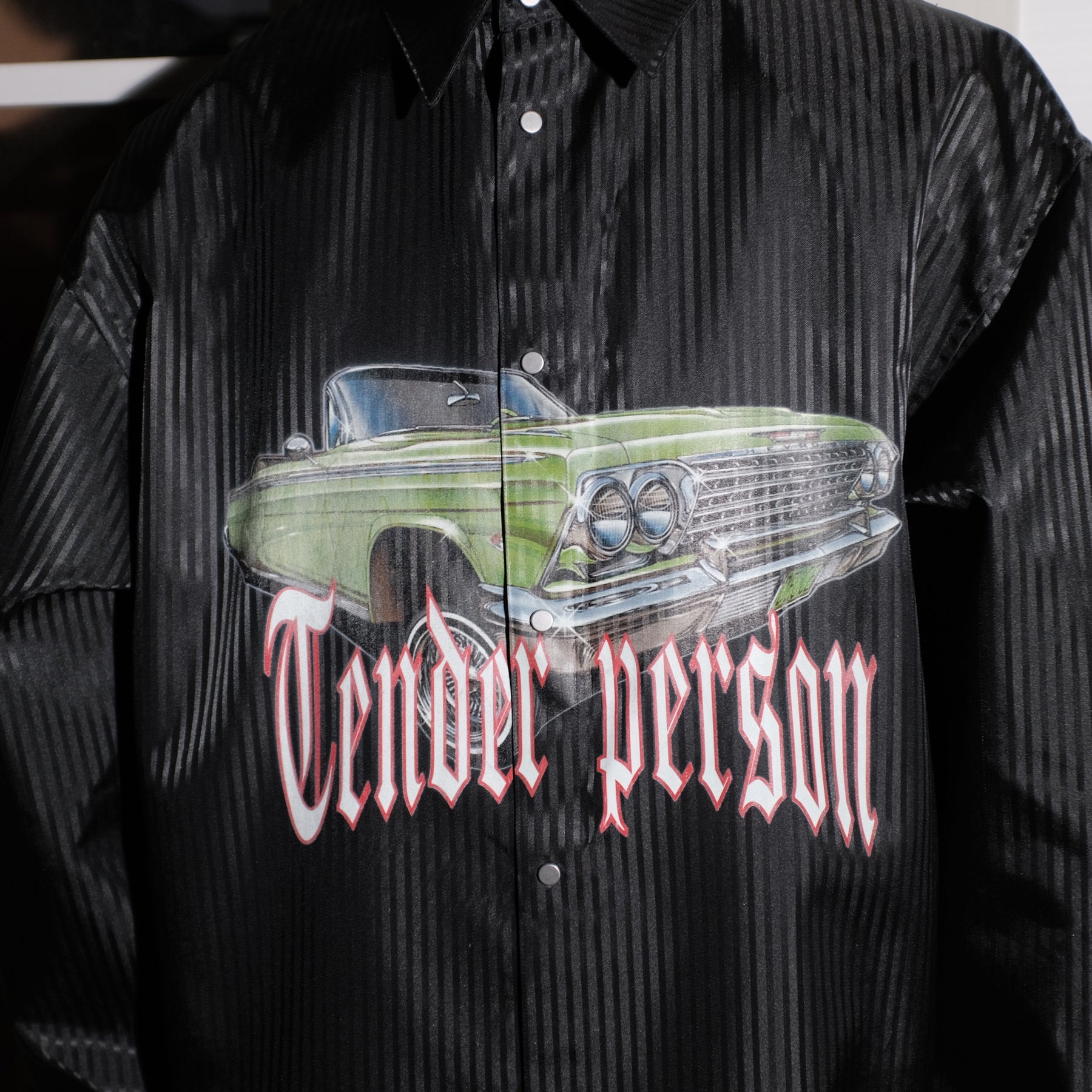 TENDER PERSON / LOWRIDER STRIPE SHIRT BLACK