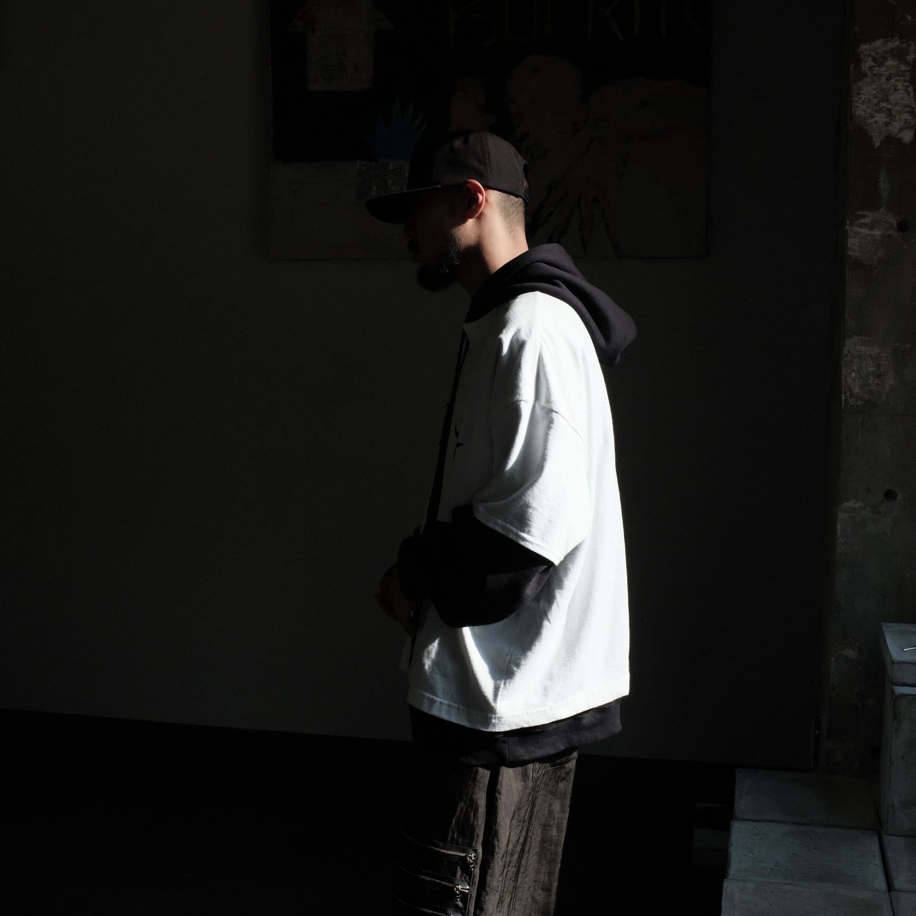 <span style="color: #ff2a00;">Last One</span> WESTFALL / WHATEVERWORKS DOUBLE HOODIE LS BLACK WHITE