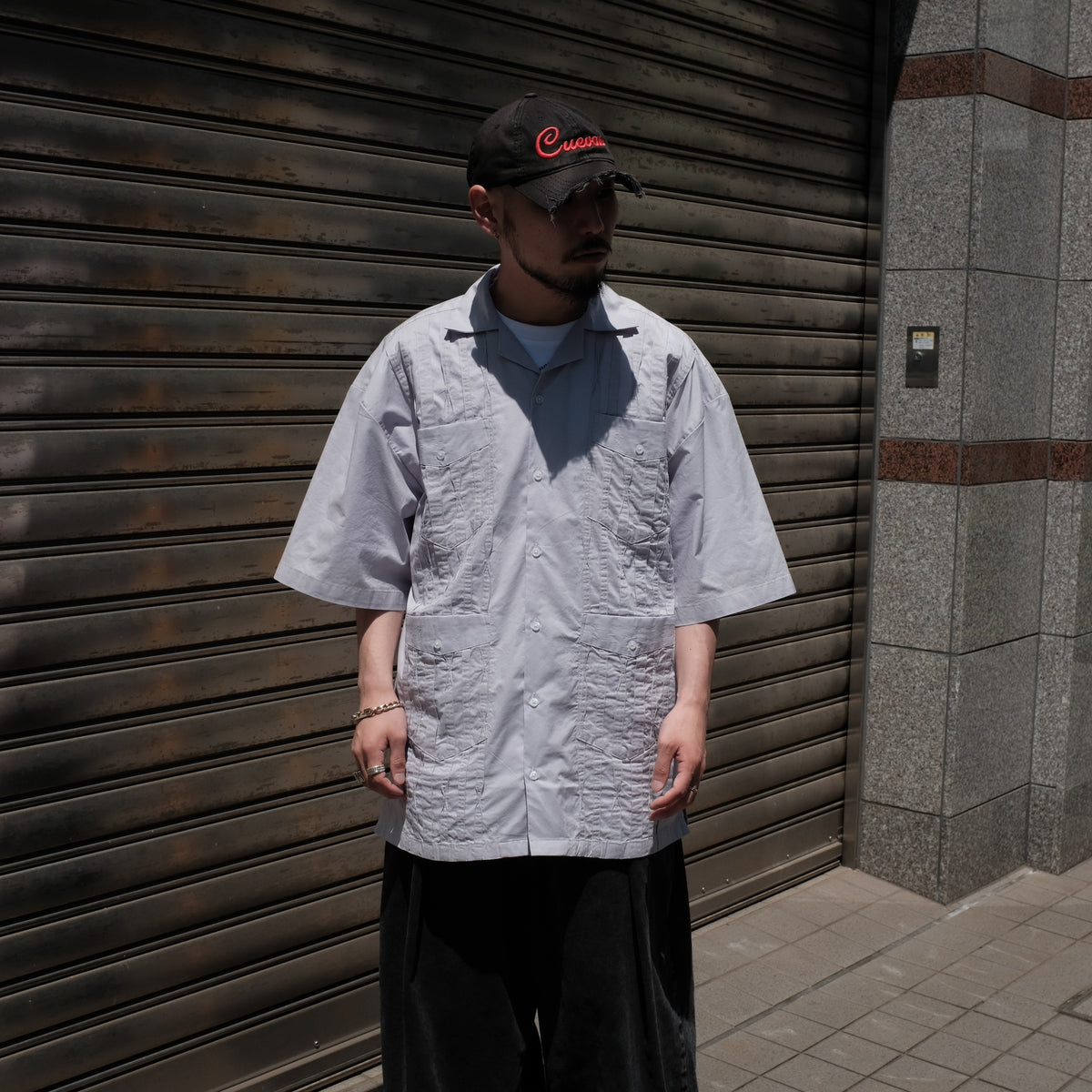 <span style="color: #f50b0b;">Last One</span> WILLY CHAVARRIA / DRESS PLEATED SHIRT SHADOW GRAY