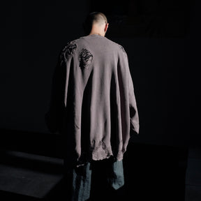 WESTFALL / DESTROYED CYBER SNOPPY PATCH SWEATER LS GRAY