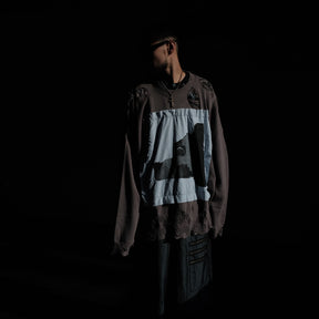 WESTFALL / DESTROYED CYBER SNOPPY PATCH SWEATER LS GRAY