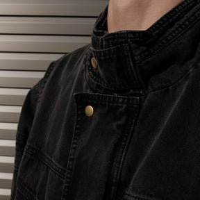 INTODUSK / KROW DENIM JACKET WASHED BLACK