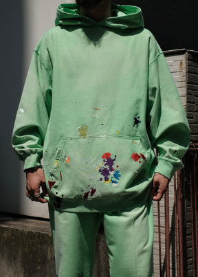 <span style="color: #f50b0b;">Last One</span> TENDER PERSON / PAINTING EMBROIDERY HOODIE MELON GREEN