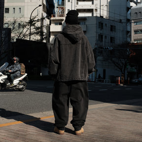 INTODUSK / COVER WOVEN HOODIE WASHED BLACK