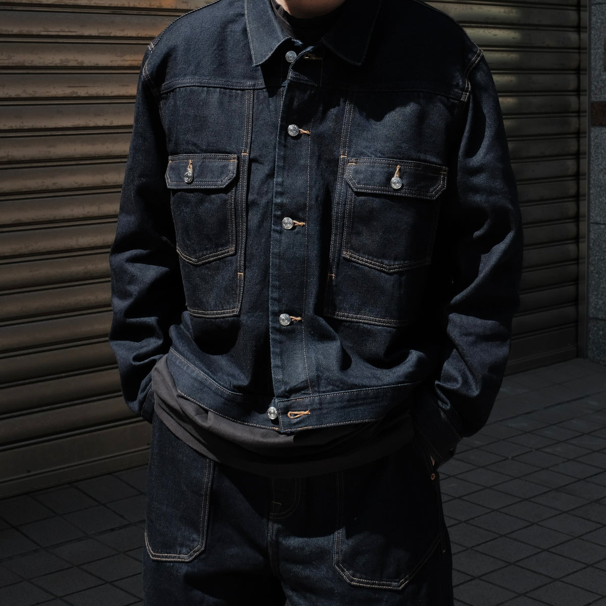 DENIM BLOUSON インディゴ フリーサイズ ZIPPED HOODED DENIM BLOUSON | Maison Kitsuné