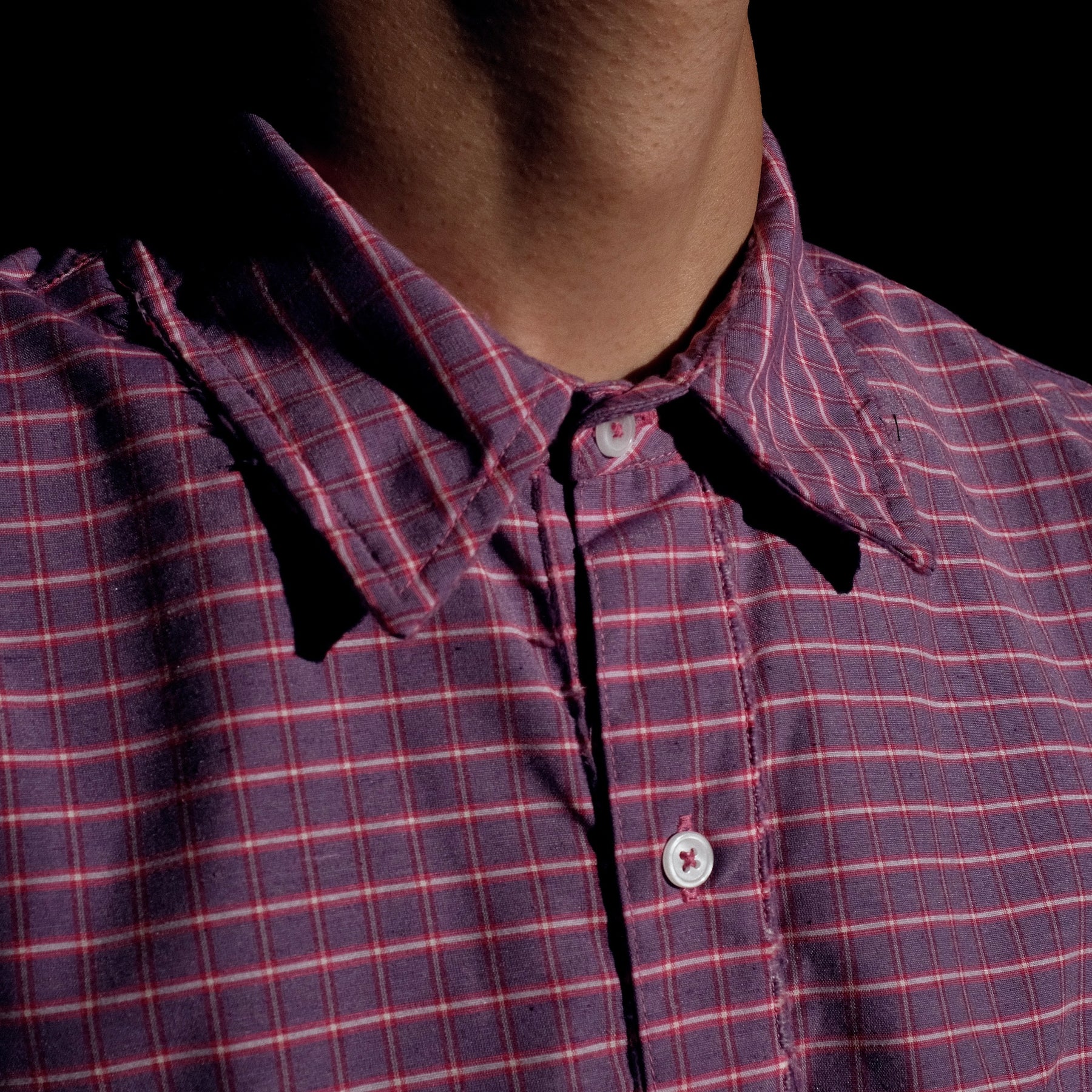<span style="color: #f50b0b;">Last One</span> INTODUSK / PLAID DAMEGED SHIRT PINK PLAID