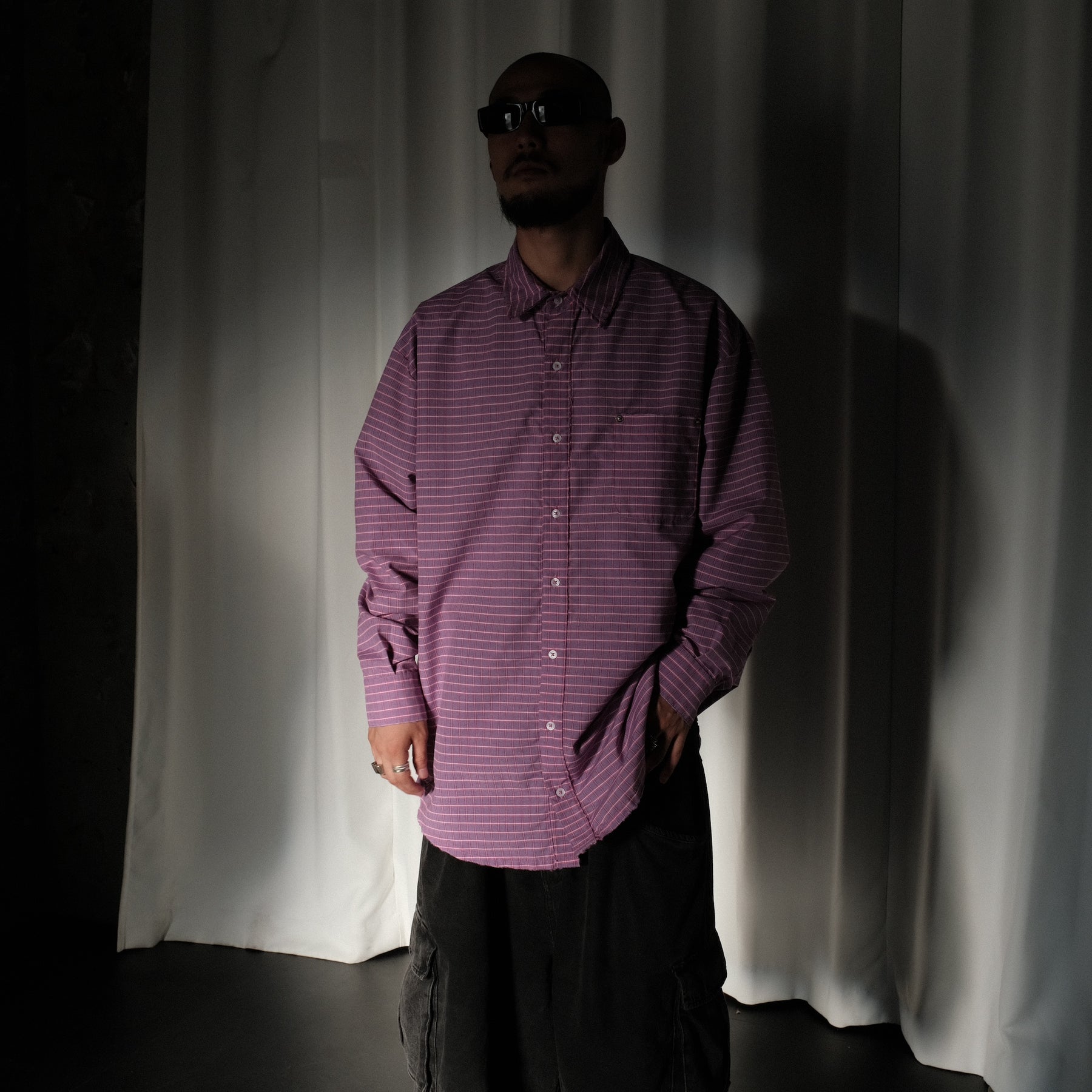 <span style="color: #f50b0b;">Last One</span> INTODUSK / PLAID DAMEGED SHIRT PINK PLAID