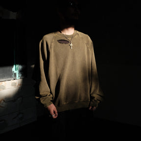 <span style="color: #f50b0b;">Last One</span> INTODUSK / DISTRESSEDRAGLANSLEEVESWEAT WASHED FOREST NIGHT