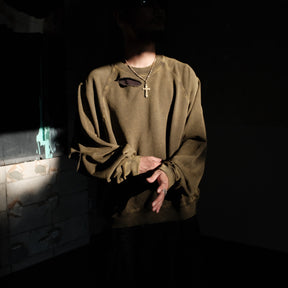 <span style="color: #f50b0b;">Last One</span> INTODUSK / DISTRESSEDRAGLANSLEEVESWEAT WASHED FOREST NIGHT