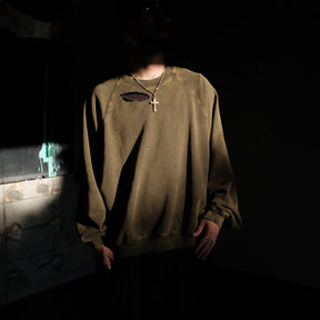 <span style="color: #f50b0b;">Last One</span> INTODUSK / DISTRESSEDRAGLANSLEEVESWEAT WASHED FOREST NIGHT