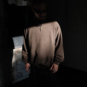 INTODUSK / DISTRESSEDRAGLANSLEEVESWEAT WASHED BLACK NAVY