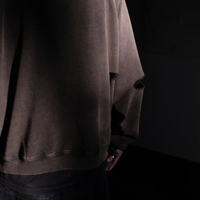 INTODUSK / DISTRESSEDRAGLANSLEEVESWEAT WASHED BLACK NAVY