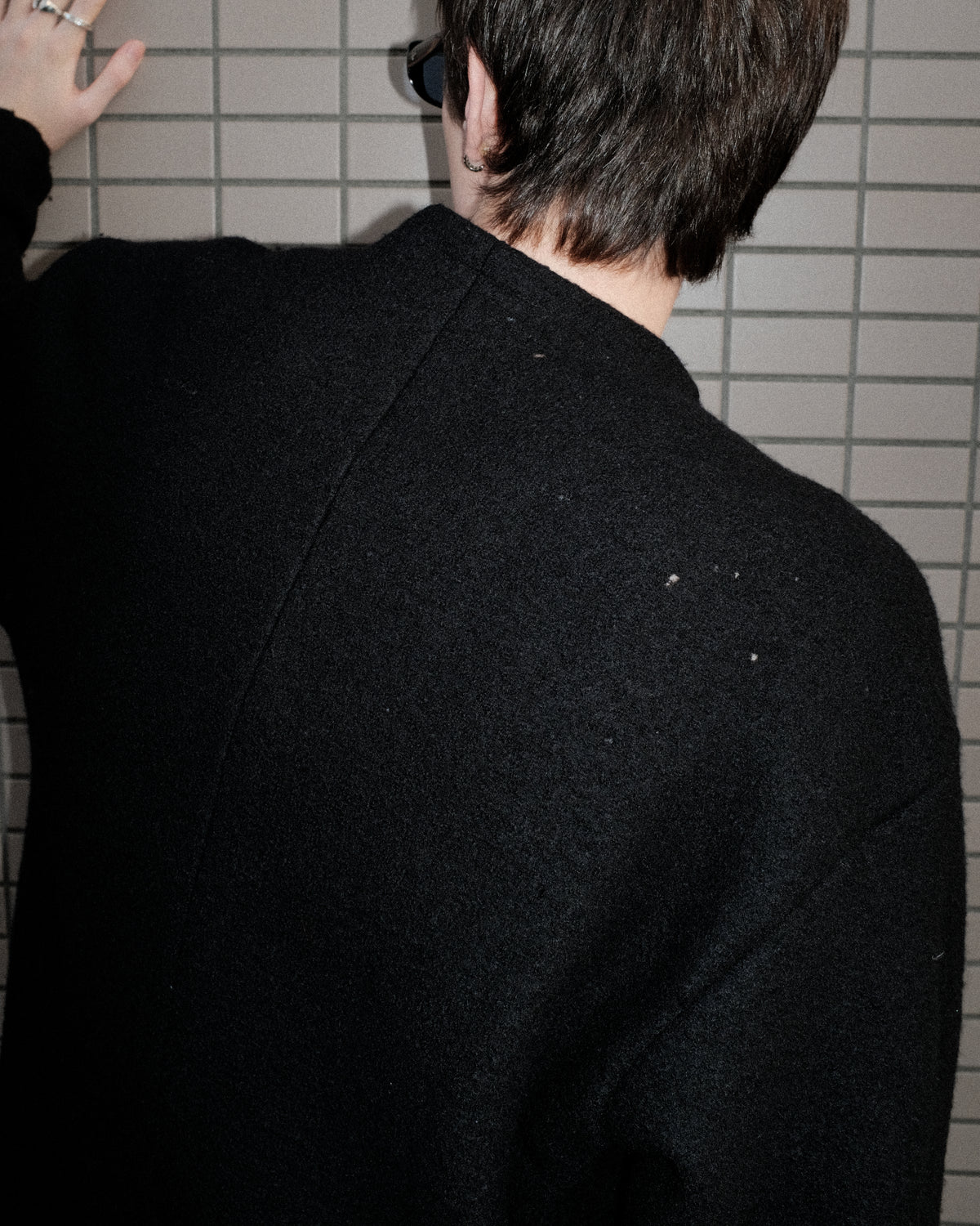1313 SELAH / VI DISTRESSED WOOL CARDIGAN BLACK