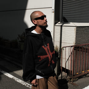 LUXENBURG / FRIAR HOODIE ZIP - TEMPLAR COAL WINE