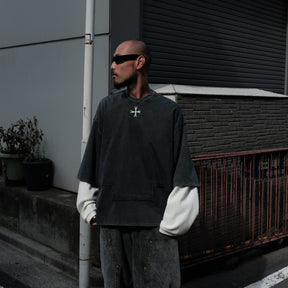 LUXENBURG / LS CASTLE TEE - LAYERED WAFFLE AGED BLACK