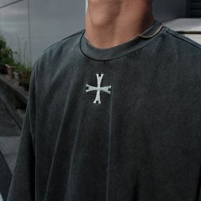 LUXENBURG / LS CASTLE TEE - LAYERED WAFFLE AGED BLACK