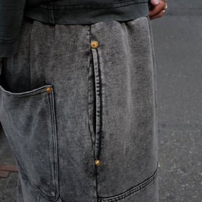 INTODUSK / EASY DOUBLE KNEE WASHED BLACK ORGANIC LEATHER EFFECT