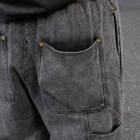 INTODUSK / EASY DOUBLE KNEE WASHED BLACK ORGANIC LEATHER EFFECT