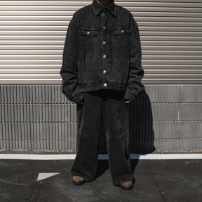 WILLY CHAVARRIA / CHACHI TRUCKER JACKET WASHED BLACK