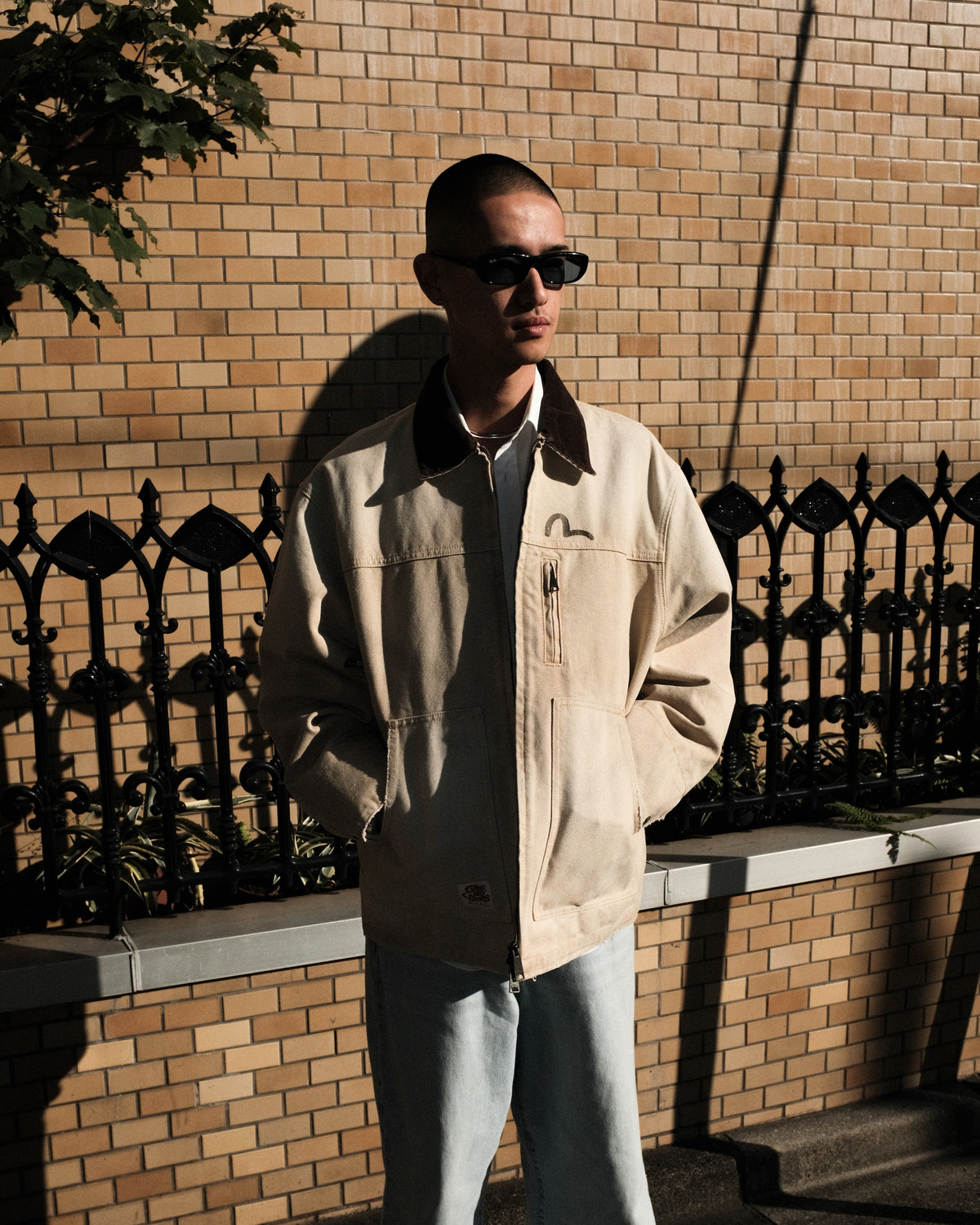EVISU / EL, VINTAGE CANVAS COVERALL JACKET-LOOSE FIT BEIGE