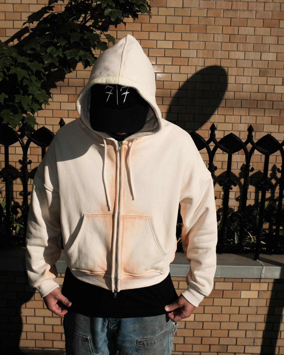 TEPPEI FURUYAMA / PAINTFADE ZIP-UP HOODIE A.WHITE