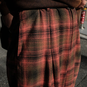 INTODUSK / TUCK PLEAT PLAID PANT ORANGE PLAID