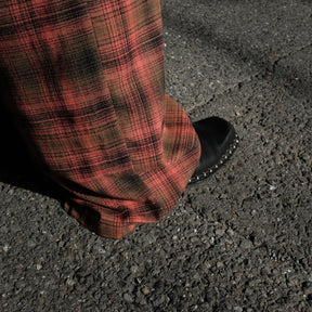INTODUSK / TUCK PLEAT PLAID PANT ORANGE PLAID