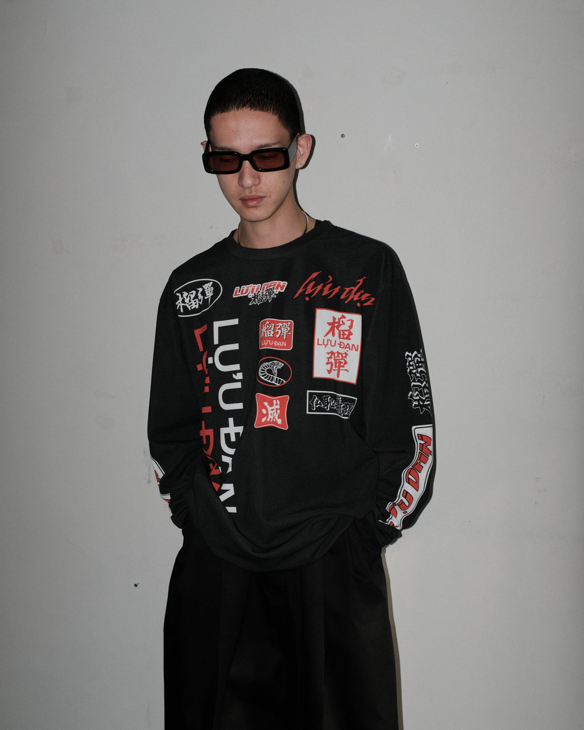 <span style="color: #f50b0b;">Last One</span> LU'U DAN / OVERSIZED LONG SLEEVE TEE BLACK MOTOCROSS