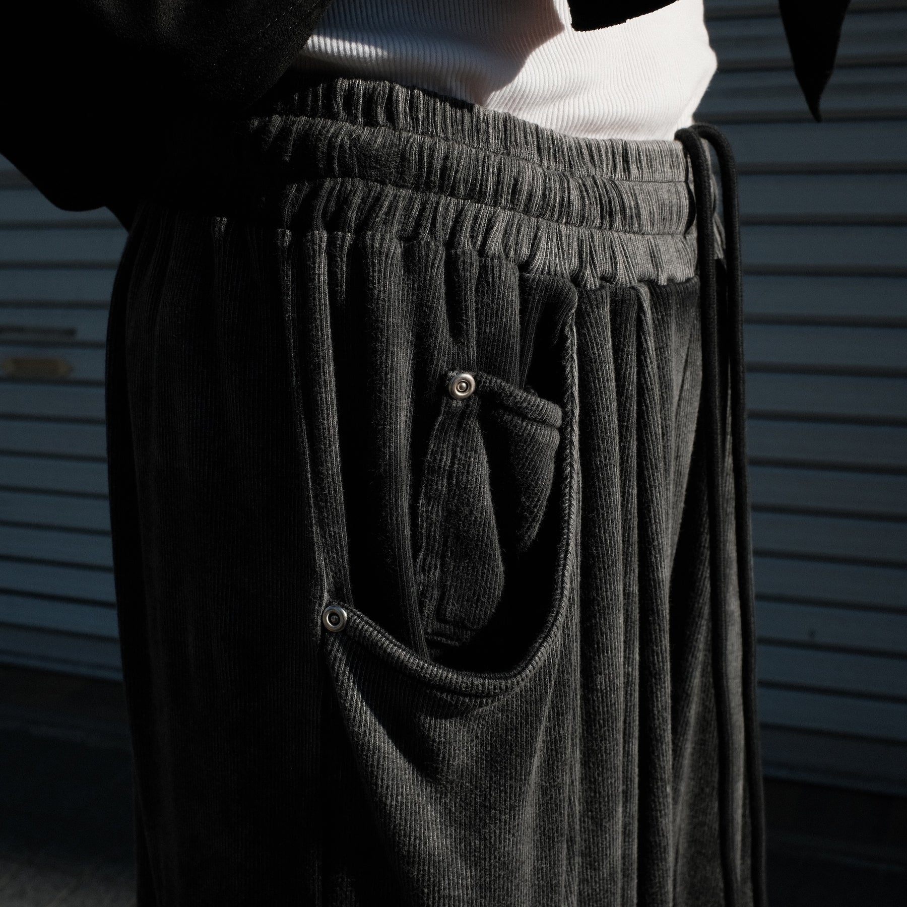 <span style="color: #f50b0b;">Last One</span> INTODUSK / CARGO RIBKNIT PANT WASHED BLACK ORGANIC