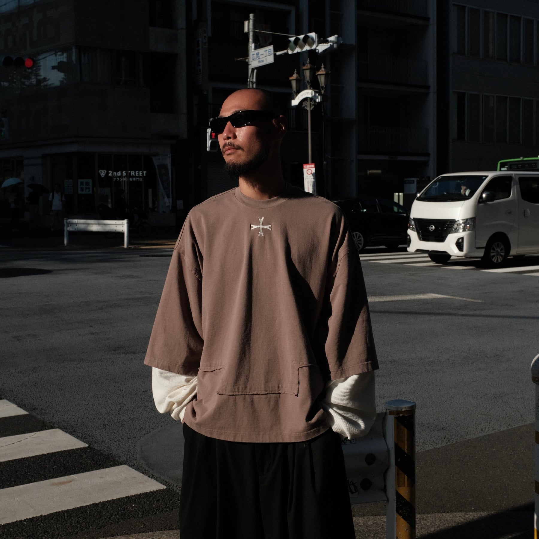 LUXENBURG / LS CASTLE TEE - LAYERED WAFFLE TAUPE