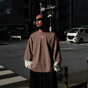 LUXENBURG / LS CASTLE TEE - LAYERED WAFFLE TAUPE