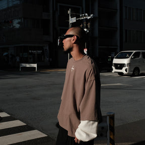 LUXENBURG / LS CASTLE TEE - LAYERED WAFFLE TAUPE