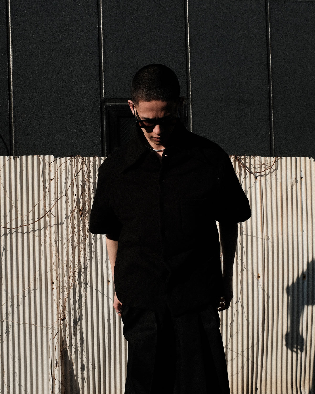 <span style="color: #f50b0b;">Last One</span> LU'U DAN / WADDED SHIFT SHIRT BLACK