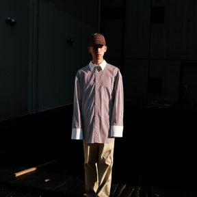 <span style="color: #f50b0b;">Last One</span> TENDER PERSON / STRIPE SUPIMA SHIRT BURGUNDY
