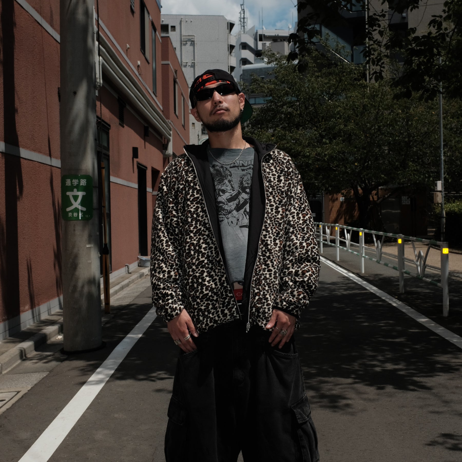 Grand Collection / REVERSIBLE FLEECE LEOPARD PRINT JACKET