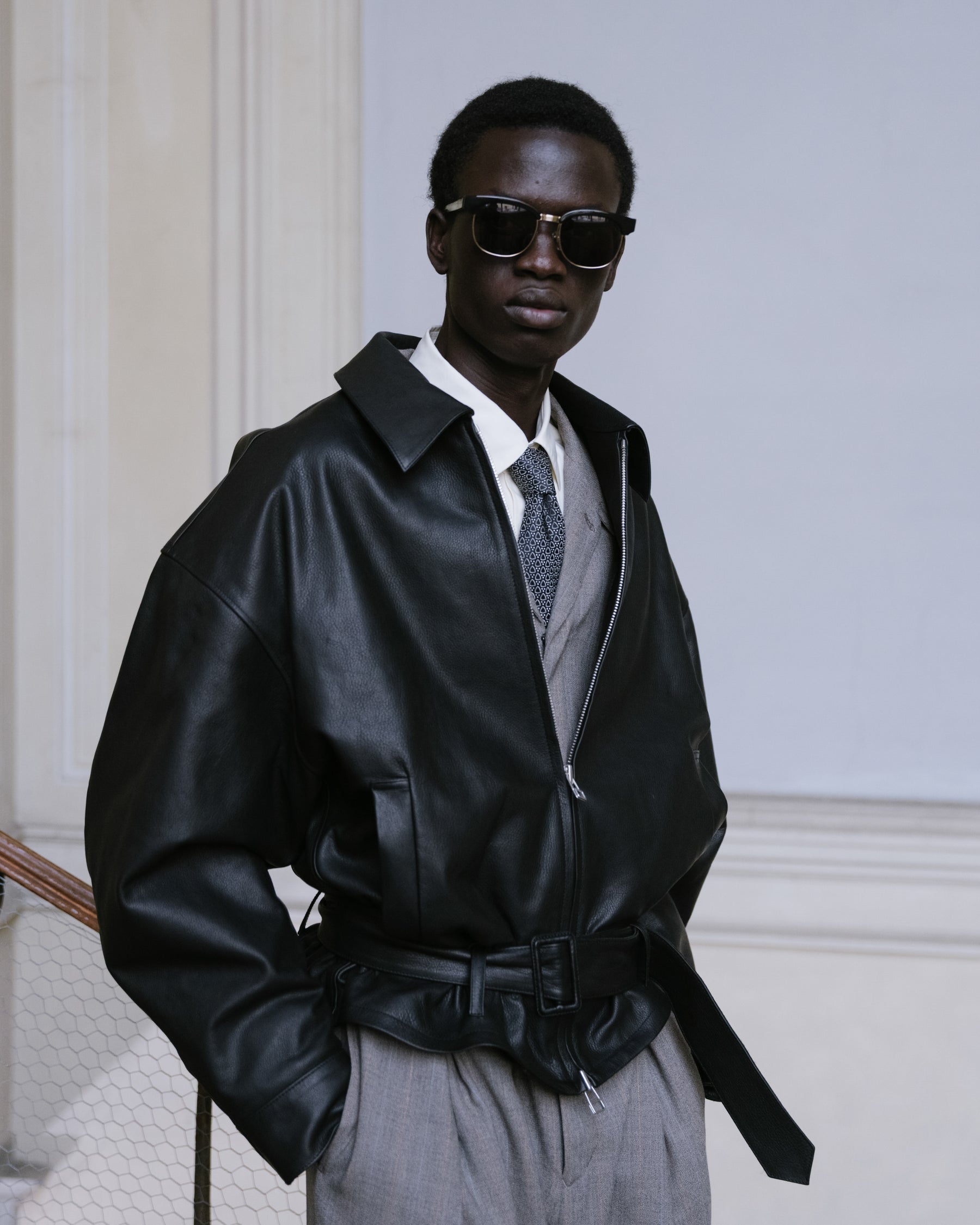 SOSHIOTSUKI / LEATHER BLOUSON BLACK