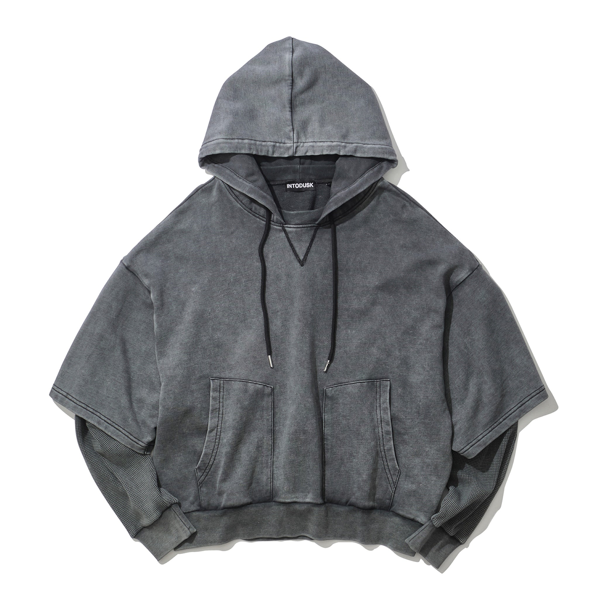 INTODUSK / SWAMP HOODIE WASHED BLACK ORGANIC