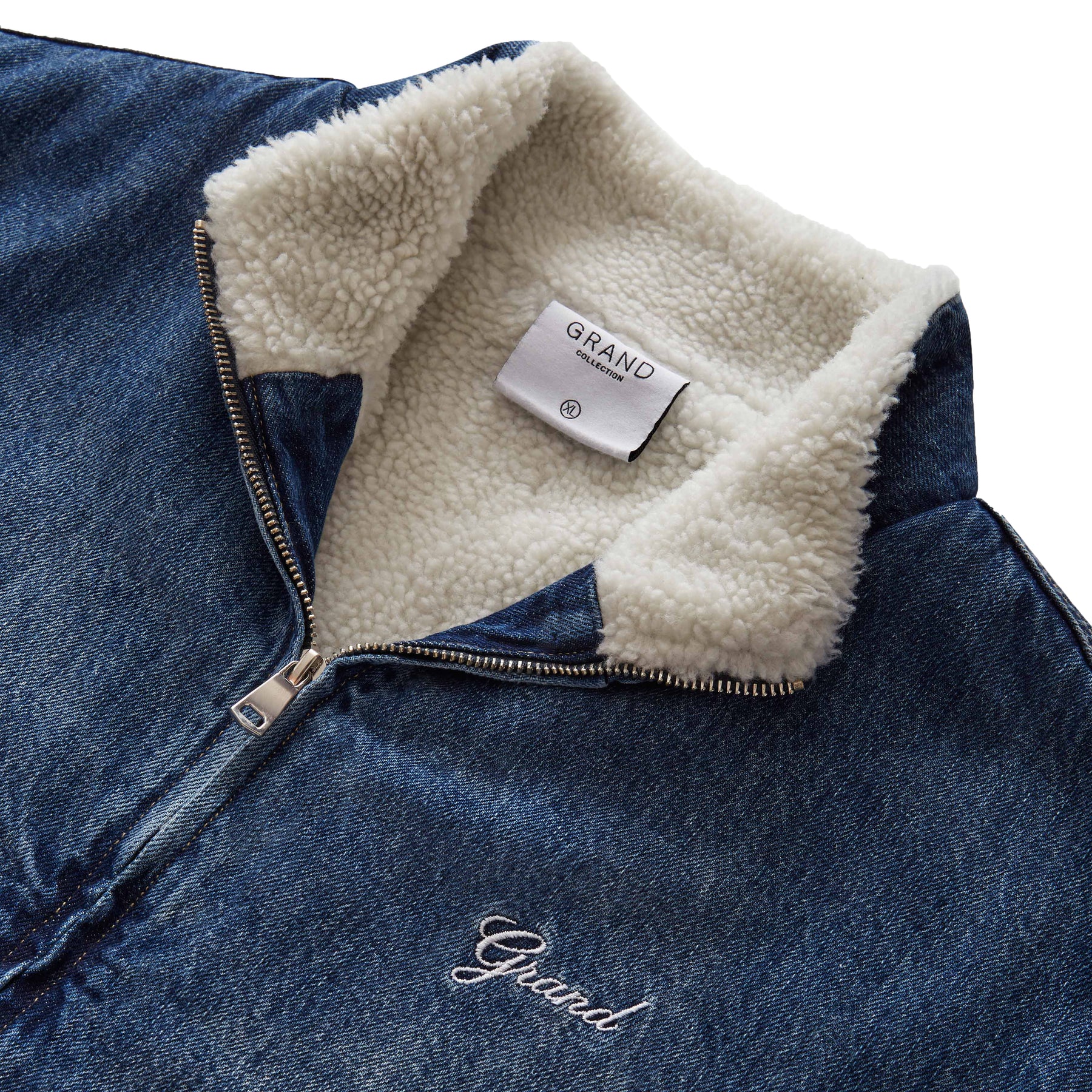 Grand Collection / DENIM SHERPA LINED TRACK JACKET