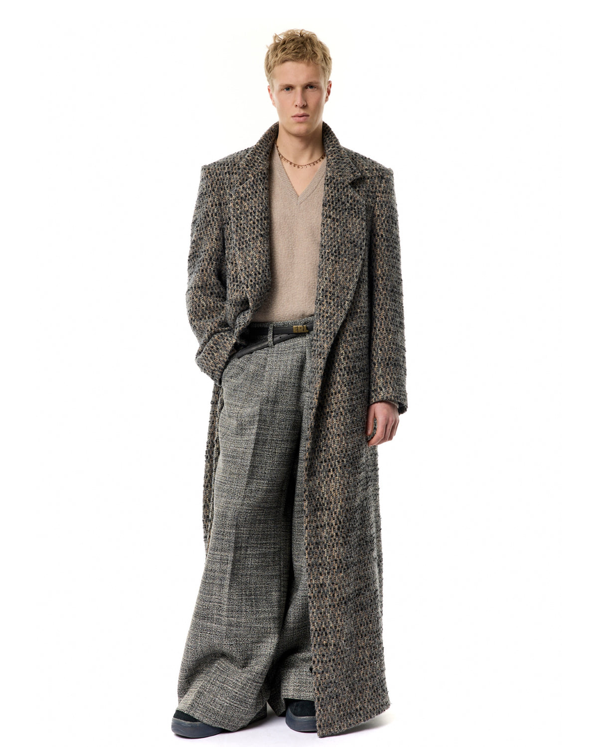 <span style="color: #f50b0b;">Last One</span> ERL / UNISEX TEXTURED WOOL OVERCOAT WOVEN GRAY