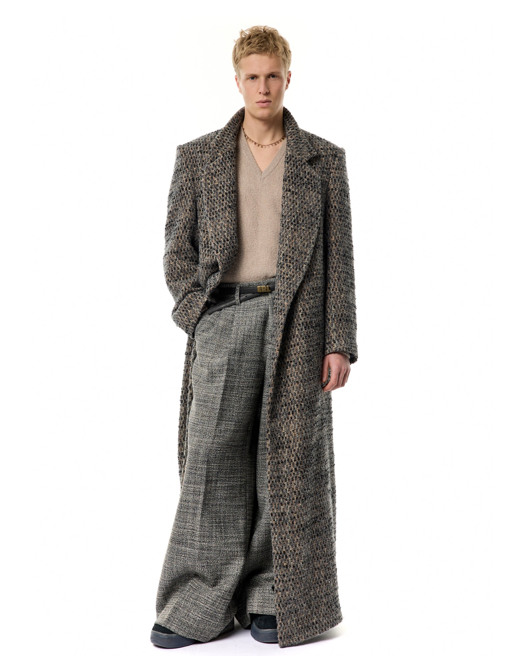 <span style="color: #f50b0b;">Last One</span> ERL / UNISEX TEXTURED WOOL OVERCOAT WOVEN GRAY