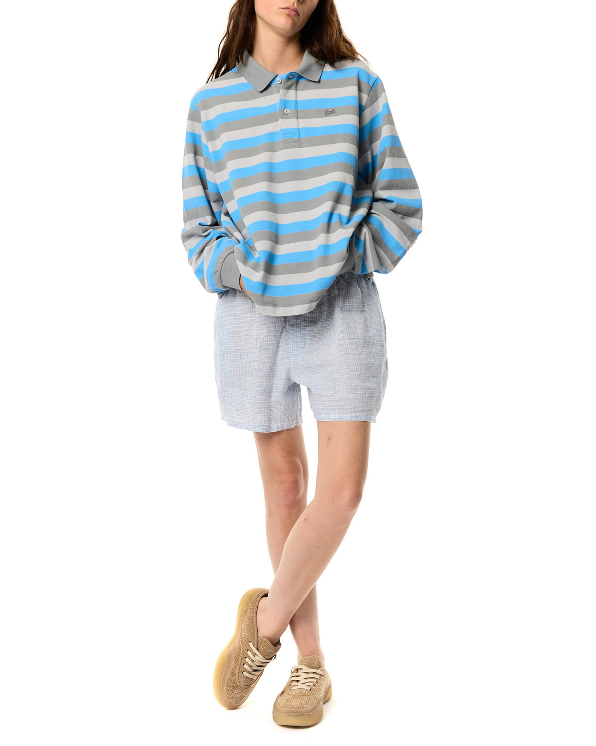 ERL / UNISEX STRIPED LONG SLEEVE POLO KNIT MULTI