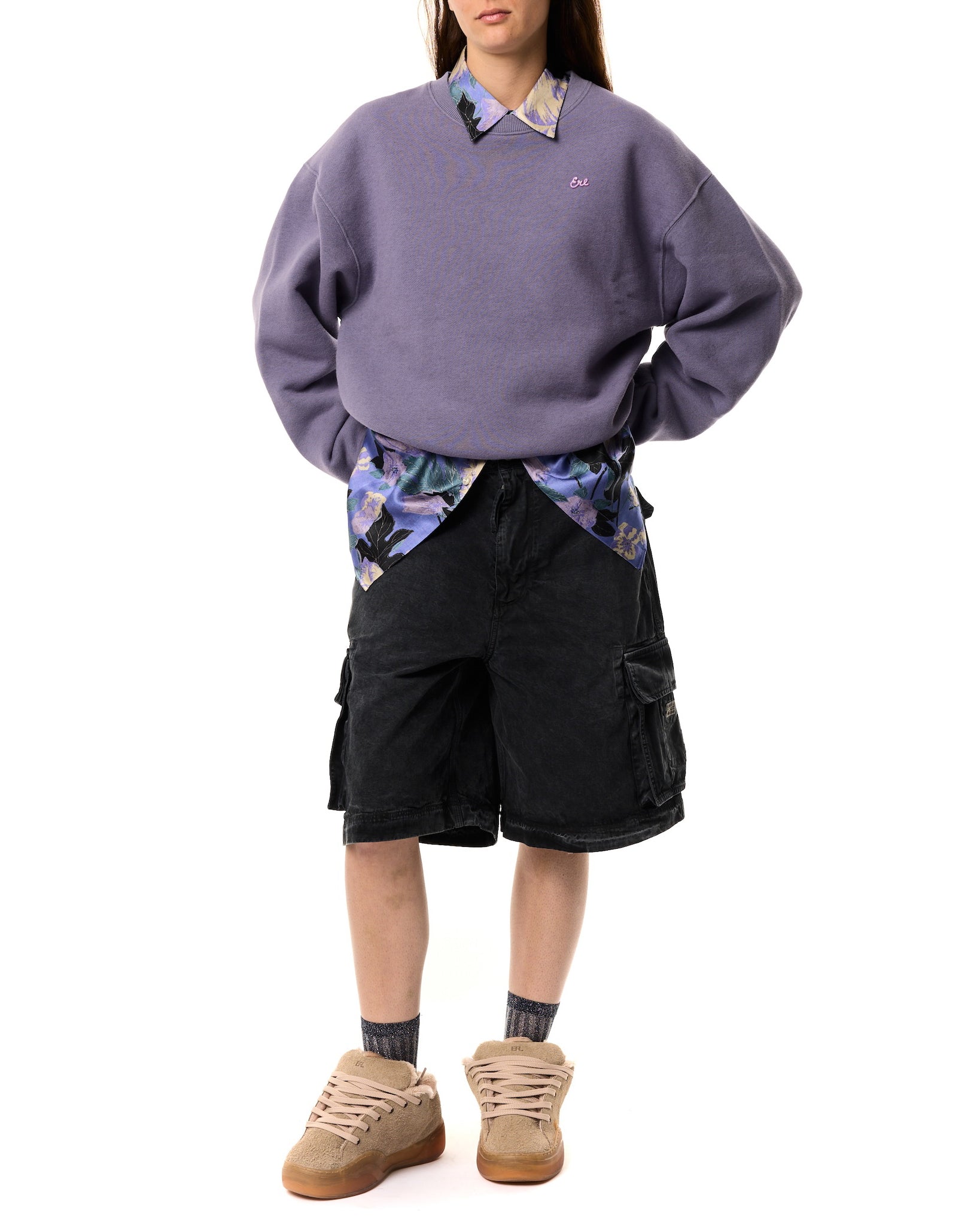 ERL / UNISEX SCRIPT CREWNECK SWEATSHIRT KNIT PURPLE 2