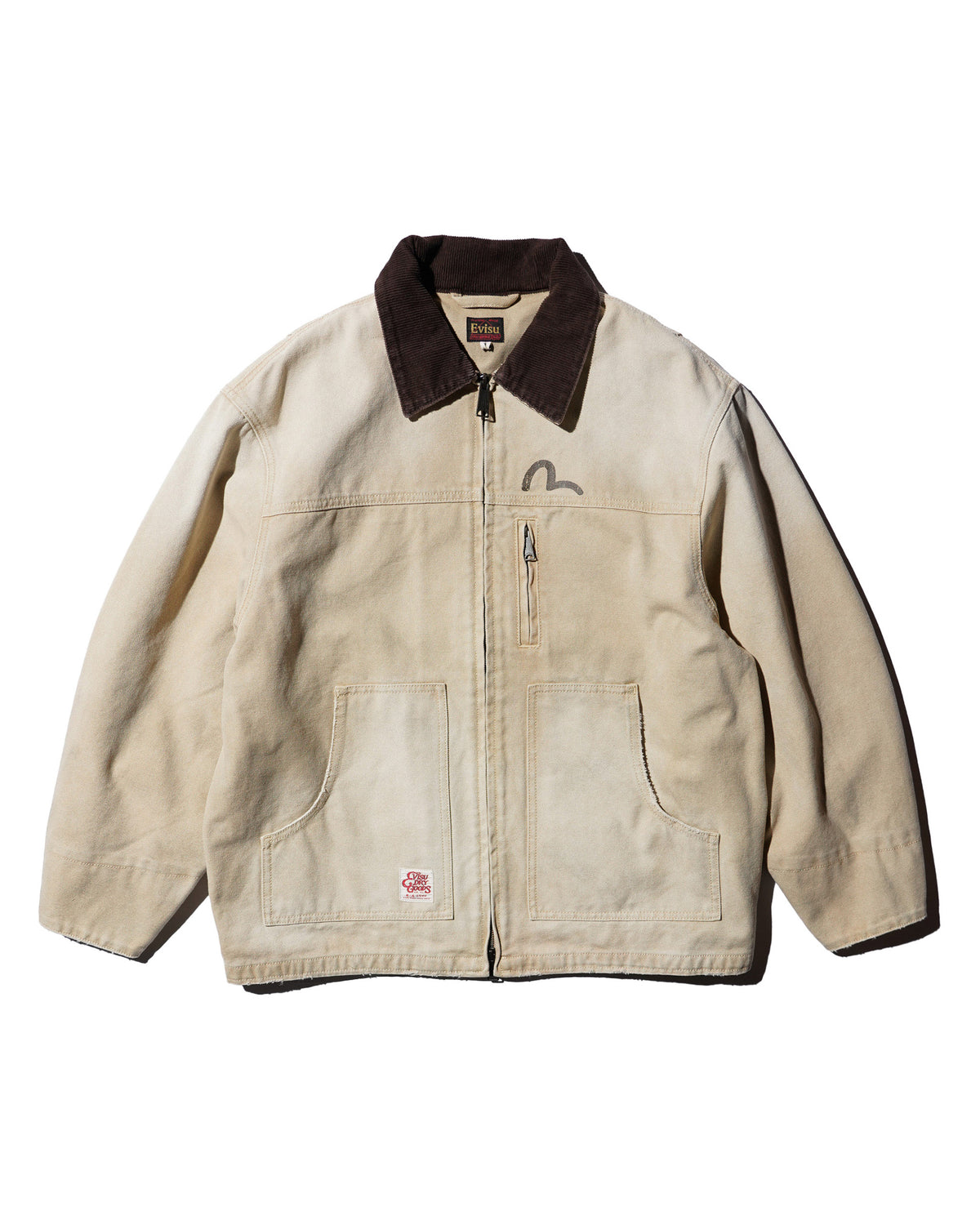 EVISU / EL, VINTAGE CANVAS COVERALL JACKET-LOOSE FIT BEIGE