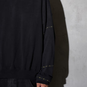 THE MAGUEY / CREW NECK WITH SLEEVES CUT WASHED BLACK
