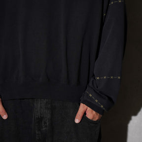 THE MAGUEY / CREW NECK WITH SLEEVES CUT WASHED BLACK