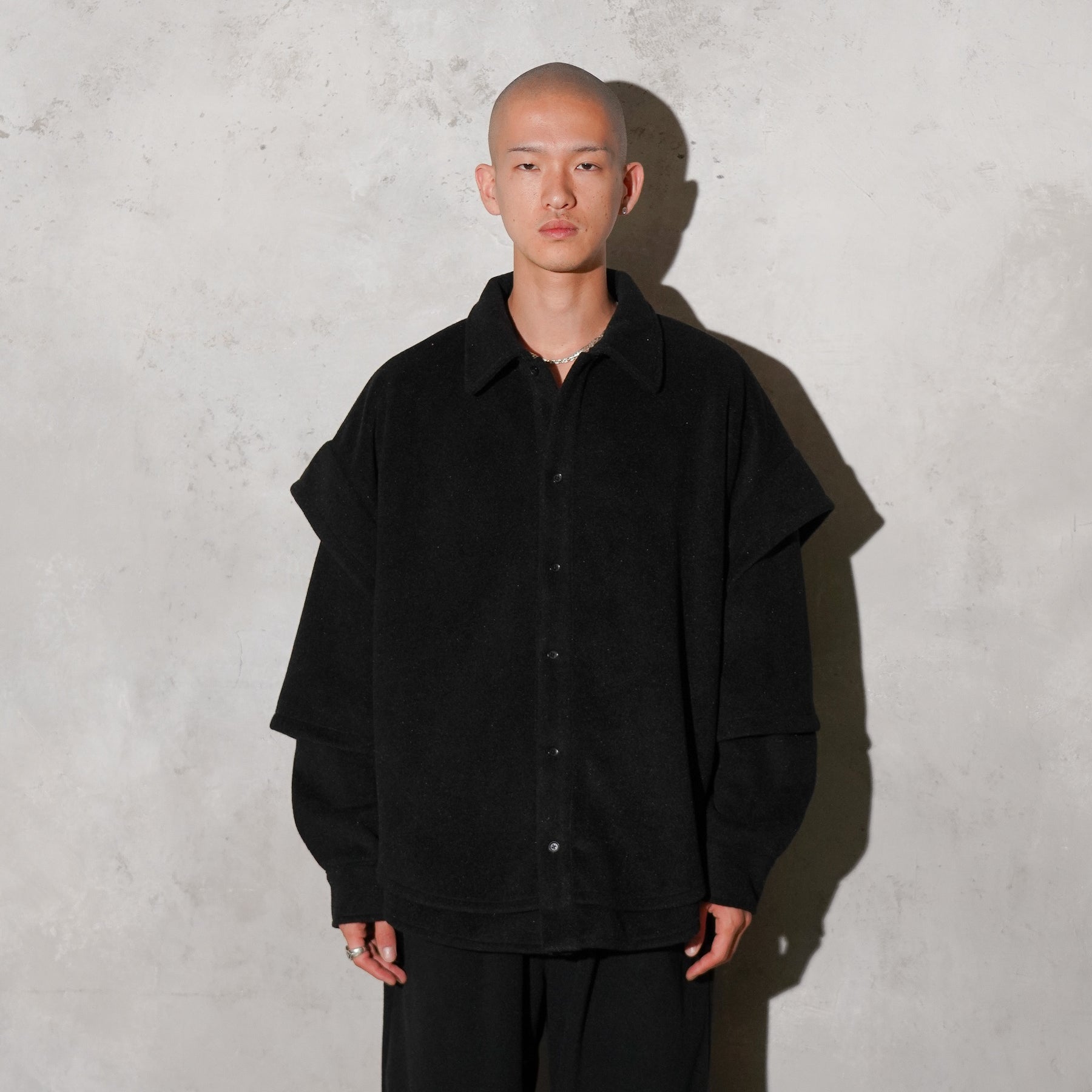 THE MAGUEY / LAYERD SLEEVES SHIRT BLACK